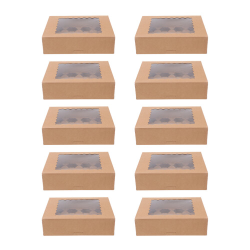 10Pcs Multipurpose Paper Muffins Storage Boxes Chocolate with Window 2