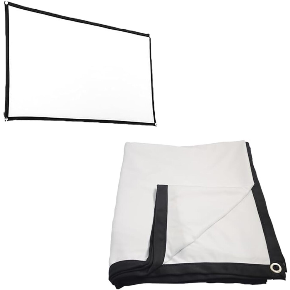 Projector Screen Indoor Outdoor Movie Screen 16:9 Polyester Collapsible 60 Inch High Contrast Grommets White 9084446348330