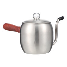 Edelstahl Kaffeekanne Mit Langer Tülle Und Holzgriff