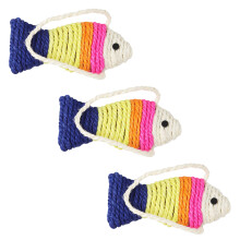 3St Kattenkrabplank Vissenvorm Sisal Speelmat