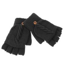 1 Paar Fäustlinge Für Frauen Warm Gestrickt Mit Halbfinger