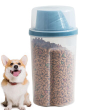 Airtight Pet Food Container Transparent Cat Snack Storage Jar Dry Dispenser Portable Treat Organizer Blue