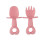 2Pcs Baby Training Tableware Pink Silicone Fork and Spoon Set for Kids 3