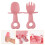 2Pcs Baby Training Tableware Pink Silicone Fork and Spoon Set for Kids 4