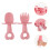2Pcs Baby Training Tableware Pink Silicone Fork and Spoon Set for Kids 6