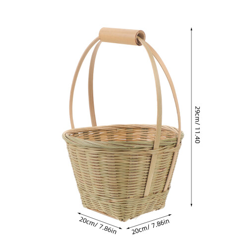 Handgewebter Bambuskorb Mit Griff Eiablage Obstkorb Picknickkorb 1