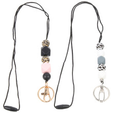 2Stk. Schlüsselanhänger Lanyard Mit Silikonperlen Zur Verlustprävention