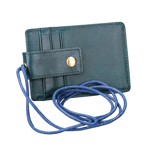 Leder Rfid Dokumentenmappe Halsband Stil Blau