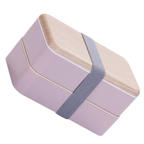 1 Boîte Repas Double Compartiments Rose En PP Design