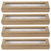 4Stk Papier Stiftebox Kaffeebraun Mit Sichtfenster Für Stiftgeschenke