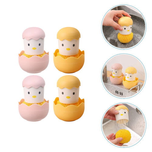 4Stk Cartoon-Chick Spülbürsten Für Restaurant- 2