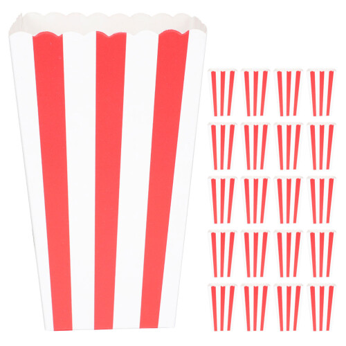 50Stk Einweg Popcorn Eimer Gestreifte Papier Boxen Für Snacks