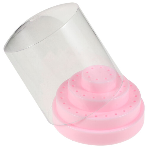 Pink Nail Drill Bits Holder Plastic Case for Salon Tools