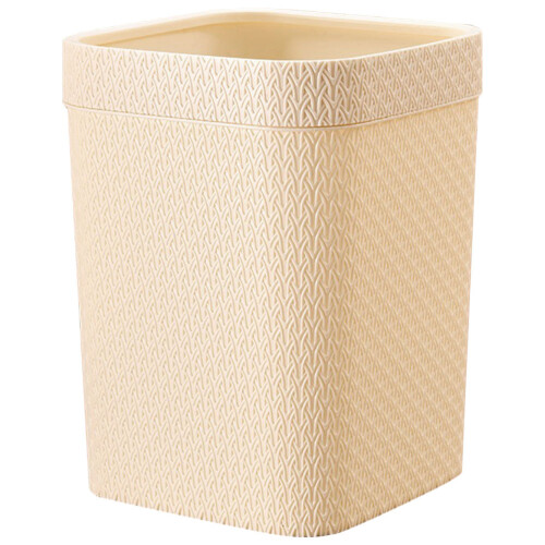 Khaki Small Garbage Bin Plastic Desk Wastebasket for Women