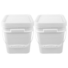 2Pcs Durable White Plastic Paint Containers with Lid and Carry Handle