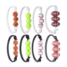 8Pcs Basketball Baseball Charm Bracelets Braided Cotton Rope for Girls
