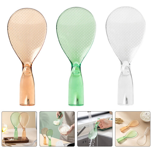 3Pcs Non-Stick Pc Rice Spoon Paddle Assorted Colors Kitchen Utensils 2