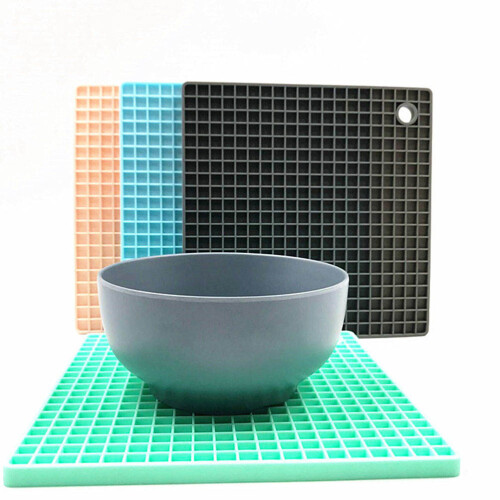 2Stück Silikon Untersetzer Gitterdesign Hitzeisolierend 2