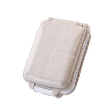 2 Weizenstroh Pillendose Dreischichtig Faltbar (Beige)