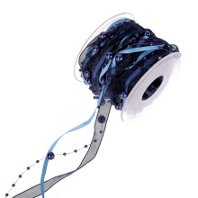 1 Rolle Perlenband Schleife Gurtband Für Blumenstrauß Basteln Blau