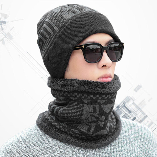 1St Wintermütze Für Männer, Gestrickte Schal-Mütze, 2