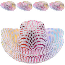 6St Mini Diskohüte Western-Cowgirl-Hüte Puppen-Kleidungshüte