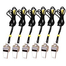 6Stk Edelstahl Pfeifen Mit Schwarzem Lanyard Für Sport Und Einsatz
