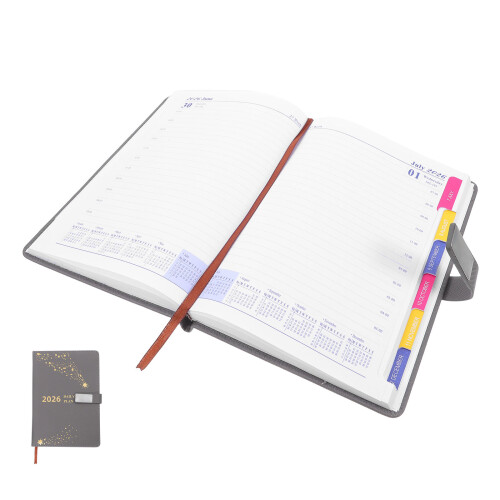 Pu Planer Notizbuch 2026 A5 Mit Index Und Lesezeichen