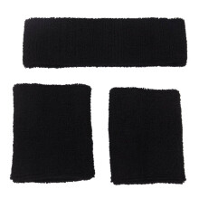 Sports Outdoor Set: Elastische Baumwoll-Armbänder, Stirnband (Schwarz)