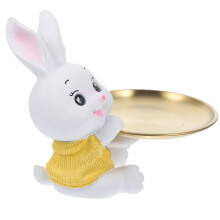 Home Dekorative Hase Statue Schmucktablett Aufbewahrungstablett