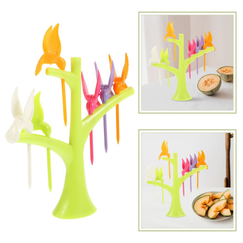 2 Sets Cartoon Obstspieße Mit Halter Für Kinder 2