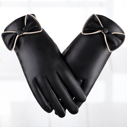 1 Paar Damen Winter PU Warm Winddicht 2