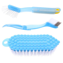 3Stk Fliesenbürsten Set Blau Mit Rutschfestem Griff Für Zuhause
