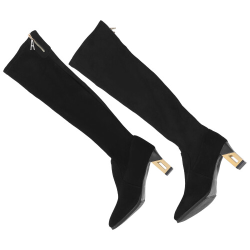 1 Paar Damenstiefel Herbst Winter Überknöchel Absatz Elastisch 2