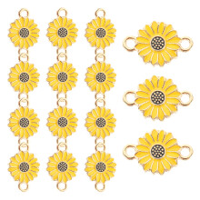 20Pcs Flower Shape Daisy Charms Yellow Alloy for Jewelry Crafting