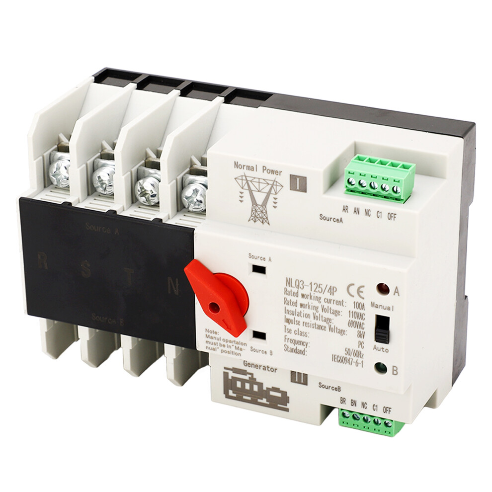 4P 100A Rail Mounted Transfer Switch Reliable & Continuous Unit 5081353546112