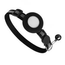 Reflektierende Nylon-Katze-Halsband mit Glöckchen, GPS-Tracker & Tasche, Schwarz