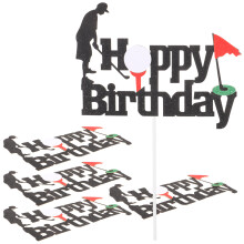 5St Zwarte Golf Cake Topper Set Papieren Taartdecoratie