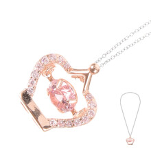 Pink Crown Heart Pendant Necklace Aesthetic 925 Silver for Women