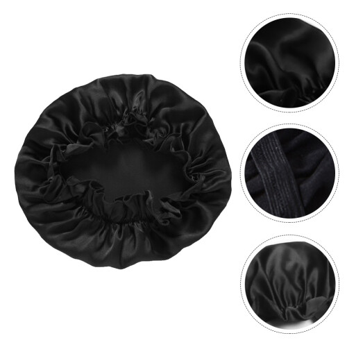 1Stk Schwarze Seidenschlafhaube, Schonende 1
