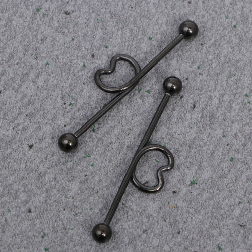 2 Paar Industrielle Barbell Ohrstecker Herzform 2