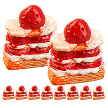 16Stk Künstliche Erdbeer Kuchen Realistisches Dessertmodell