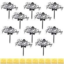 10Pcs Black Acrylic Cake Decorations Picks Perfect for Father's Day
