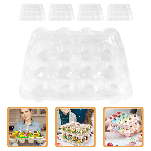 5Stk. Transparente Mehrfach-Grid Muffin Box Cupcake Behälter 2