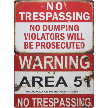2Stk Blechschild Metall Warnschild No Trespassing Bunte Dekoration