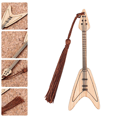 Bambus Lesezeichen Gitarrenform Buch Markierung 2