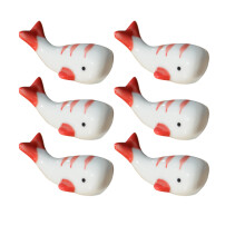 6Teile Keramik Wal Essstäbchen Löffel Gabel Halter Rot