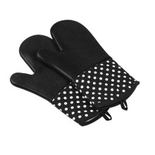 1Paar Schwarze Hitzebeständige Ofenhandschuhe Für Küche Und Backen