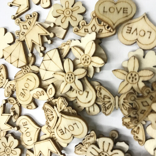 200 Herzförmige Holzscheiben Bastelmaterial 1