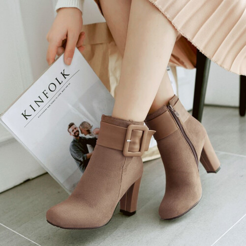 Chic Damen Spitze Absätze Kurzschaftstiefel 36 2